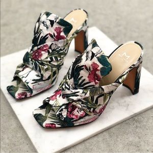 Marc Fisher Metallic Jungle Print Heeled Mules